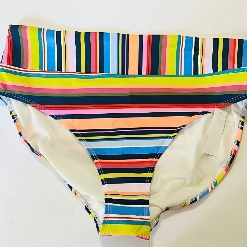 NWT New Catalina High Waist Bright Stripe Swim Suit Bottoms 3X Multicolor